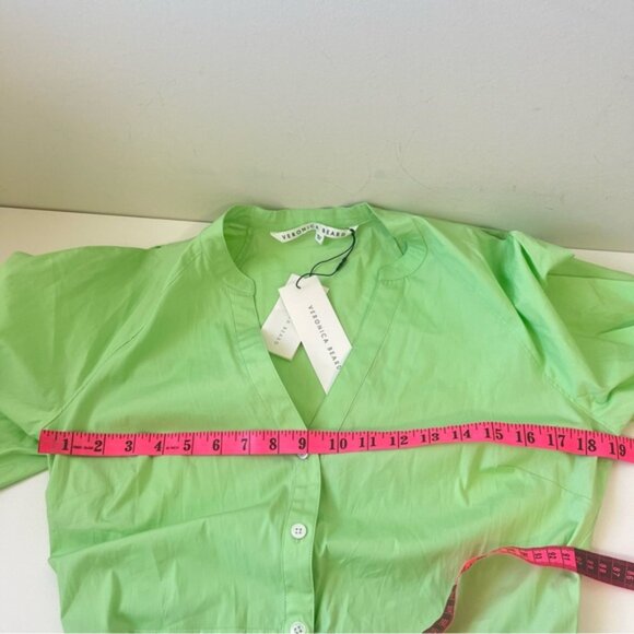 VERONICA BEARD Molly Belted Flare Shirt Dress in Pistachio Size 8 - Picture 10 of 14